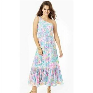 Lilly Pulitzer M Carnivale Coral MOONEY MIDI DRESS